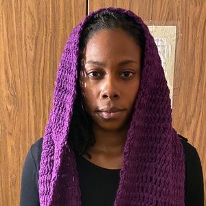 Hand knitted wrap by Lydia Fludd